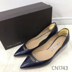 PELLICO ペリーコ　ポインテッドトゥ ローヒール パンプス　ネイビー系