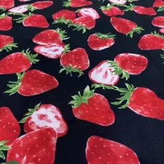 ♡produced by atuko♡strawberry柄♡黒地♡生地幅×52
