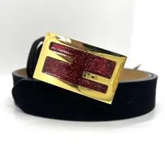 【希少美品】フェンディ FENDI ベルト ズッカ ゴールド スエード