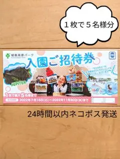 安心メルカリ便 ネコポス発送 城島高原パーク入園無料券 1枚で5名様迄無料