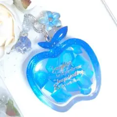 訳あり　レジン　りんご　琥珀糖　キーホルダー　No.214