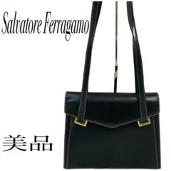 【美品】サルヴァトーレフェラガモ 本革トートバッグ ゴールド金具