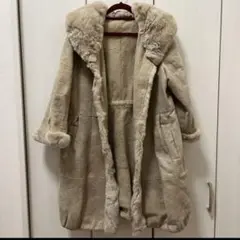 【定価約10万】毛皮 コート ムートン 上着 冬 ベージュ パールラム レッキス