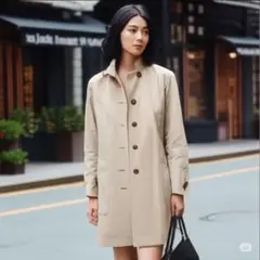 【セール品】 en face　ベージュ トレンチコート M ボタン付き