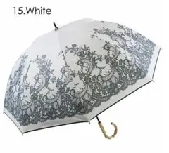 新品mm★（ホワイト）晴雨兼用傘 ダマスク柄 ショート傘 日傘 雨傘（アンブレラ