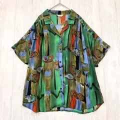 【美品】 MEADOW STAR L相当 総柄 派手目 夏秋向け