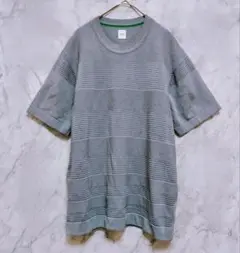 【タケオキクチ】Tシャツ・グレーストライプ・ 半袖ニット size2・メンズ