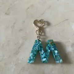 ターコイズ アルファベットM キーホルダー