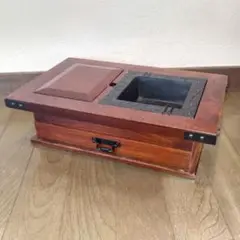 昭和レトロ　高山けやき工芸　囲炉裏型 灰皿 火鉢 煙草盆 喫煙具 伝統工芸