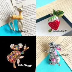 ブローチまとめ売り♡うさぎ兎いちご動物ゴールドヴィンテージレトロアンティーク