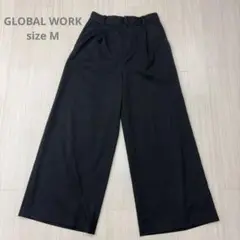 GLOBAL WORK グローバルワーク タック ワイドパンツ M ブラック