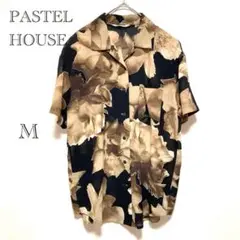 パステルハウス PASTEL HOUSE 総柄シャツ 【M】花柄 個性的 派手