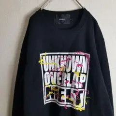 お洒落 古着 男子 デザイン スプラッシュ プリント スウェット トレーナー 黒