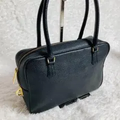 極美品 ADMJ ハンドバック レザー ブラック ゴールド 金具 シボ革