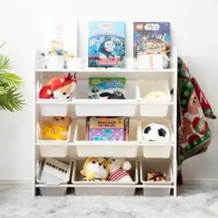 おもちゃ収納4段ラック 子ども用物品を収納する家具 MDF木製 子供が使う