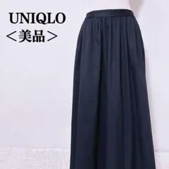 ＜美品＞ユニクロ　ギャザー　ウエスト後ろゴム　フレアスカート