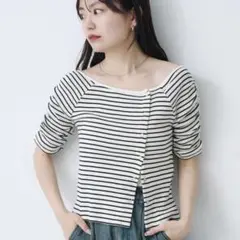 Kastane オフショルテレコ5分袖カットソー