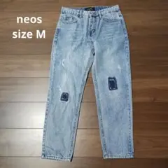 古着 neos ダメージデニム Mサイズ ライトブルー ジーンズ
