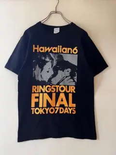 No.4259 US古着Hawaiian6 Tシャツ S 黒 両面プリント
