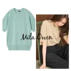MilaOwen ミラ オーウェン ラメニットハーフスリーブプルオーバー