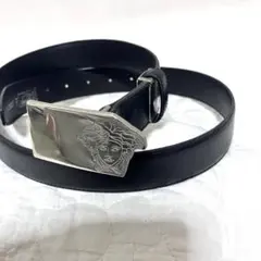 極美品　GIANNI VERSACE クロコ　メデューサ　4連　レザーベルト 黒 美品✨ジャンニヴェルサーチ ベルト メデューサ クロコ型押し 4