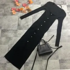 【ZARA】 ロングニットワンピース リブニット タイト Mサイズ モード系