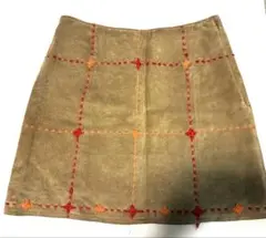 スゥエード　ミニスカート　本革　茶色　Mサイズ