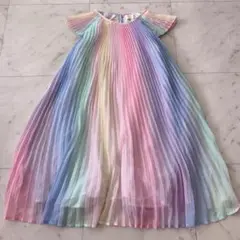 H＆M 虹色 プリーツワンピース 140cm 女の子 夢かわカラー