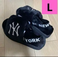 MLB 厚底サンダル ニューヨーク・ヤンキース ファーサンダル 黒 L