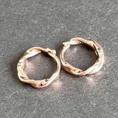 フープピアス シルバー 925 ツイスト ピンクゴールド ピアス 韓国 ミニ