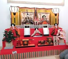 美品　御雛壇　ひな壇　7段30号　毛氈　掛け布つき　昭和　レトロ 美品 御雛壇 ひな壇 7段30号 毛氈 掛け布つき 昭和 レトロ