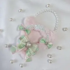 208 ぬい服 くま 着ぐるみ ちびぐるみサイズ 11㎝ ピンク×グリーン