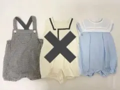 ベビー服2点セット　プティマイン　サロペット　ロンパース　バースデー