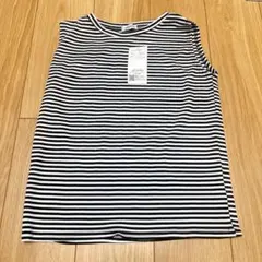 aquaiist ストライプ ノースリーブ Tシャツ M 白 黒