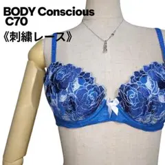 BODY Conscious C70 刺繍レース ブラジャー 古着 青