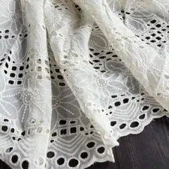 片耳なし❣️片耳スカラップ刺繍 テンセル綿混 幅100×50cm、40cmセット