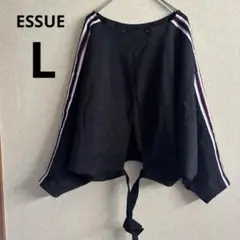 ESSUE L 長袖ポンチョ サイドライン ブラック カジュアル タグ付き