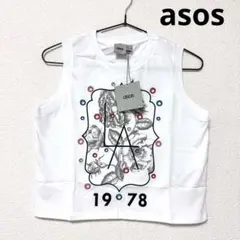 ASOS ノースリーブトップス 花柄 1978 ホワイト　新品未使用タグ付き