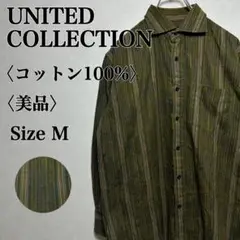 【美品】ユナイテッドコレクション 和モダン ストライプ柄 厚手コットンシャツ