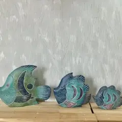 魚の木製オブジェセット（大・中・小）