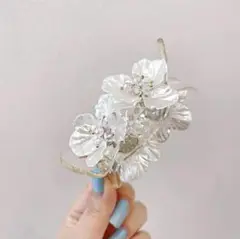 ヘアクリップ,花,フラワー,ホワイト,白色