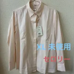未使用　SELERY リボン付き長袖シャツ 13号　淡いピンク　仕事服