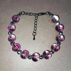 ハンドメイド　ブレスレット　クリア　紫