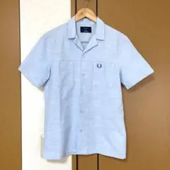 美品◇フレッドペリー FRED PERRY オープンカラーシャツ　ライトブルー