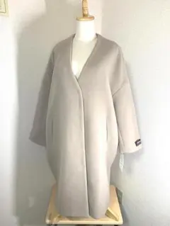 ミラオーウェン Mila Owen ノーカラーミドル丈コート 未使用タグ付き
