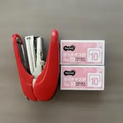 deli 赤 ホッチキス No.10 針1000本入り2箱付き