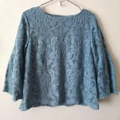 スタイルラヴィ　レース刺繍　七分袖　チュール　プルオーバー　11号
