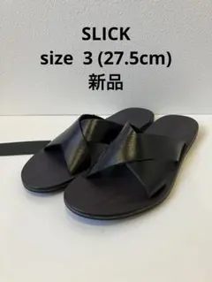 SLICK スリック　牛革　リアルレザーサンダル　ブラック　27.5cm 新品