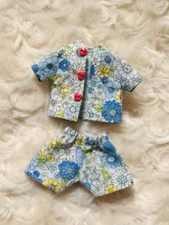 オビツ11服 花柄のセットアップ(水色)