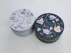 ティーセットイラストの空き缶2個セット